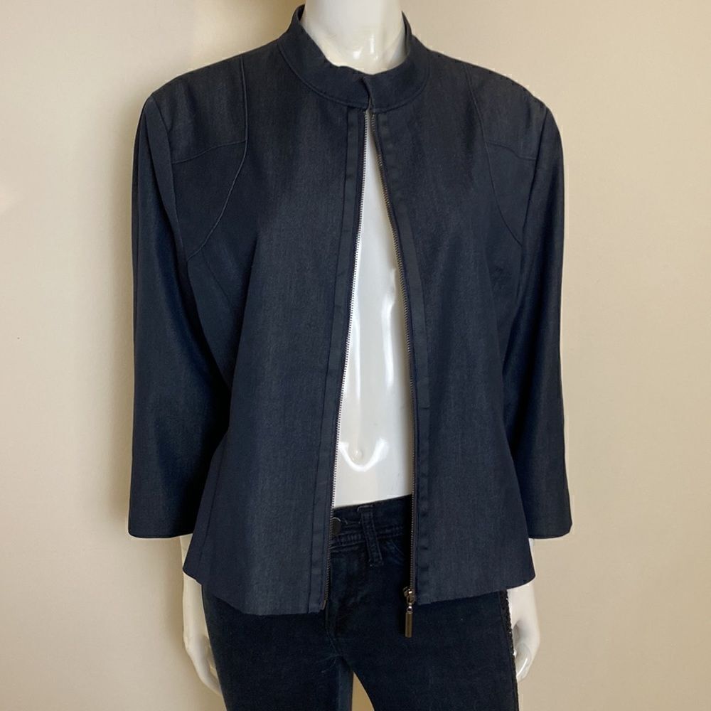 Sharagano Jacket Black Zipper Closure 3/4 Sleeves Size 18 - Picture 2 of 7